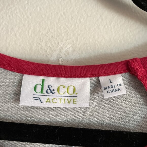 Denim & Co. Active Women L Red Gray French Terry Top With Sequin Detail NWOT - Picture 7 of 10